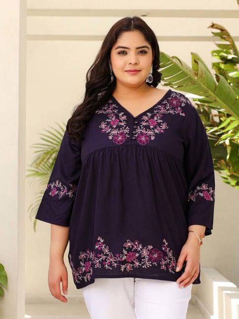 juniper purple embroidered tunic