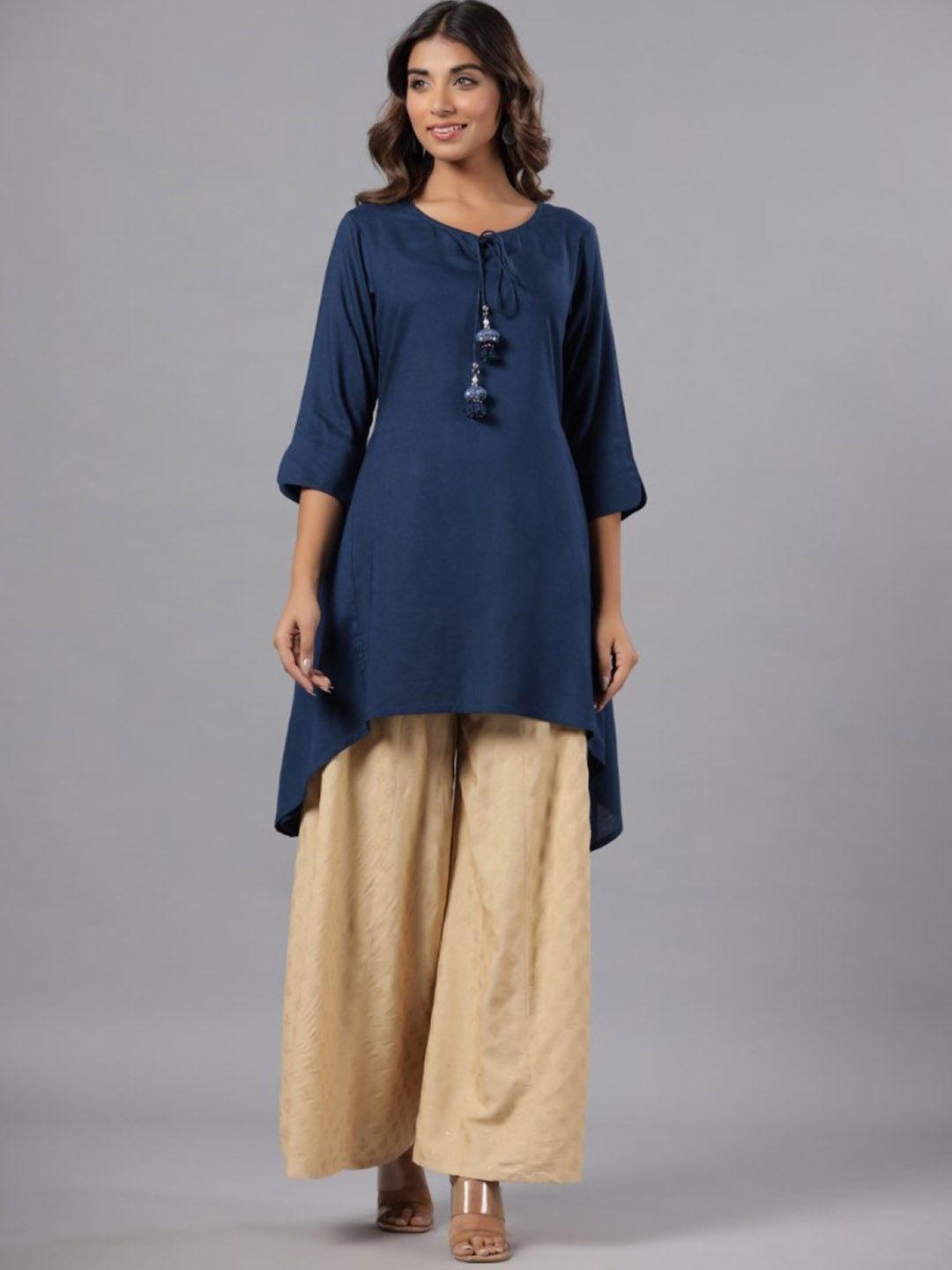 juniper tie-up neck puff sleeves a-line kurta