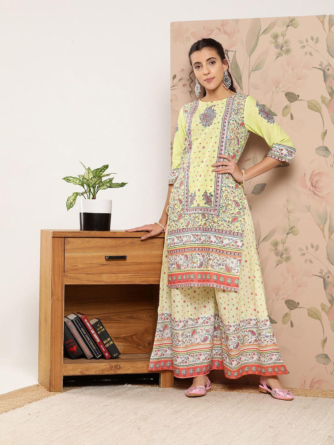 juniper women ethnic motifs printed pure cotton kurta with palazzos