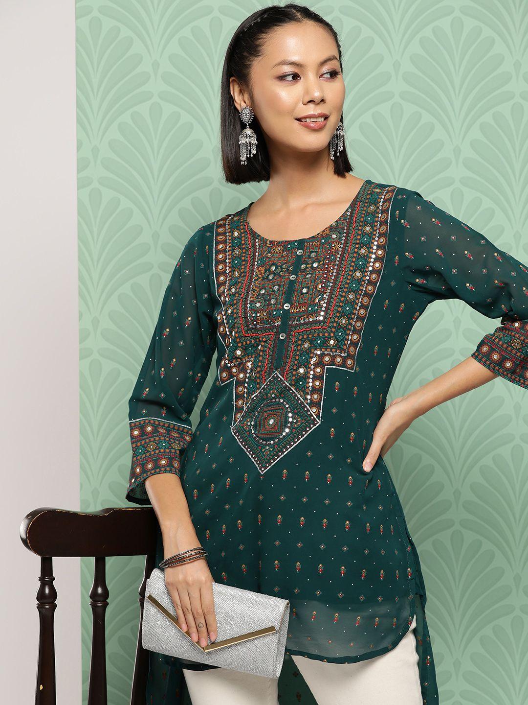 juniper women ethnic print embroidered tunic