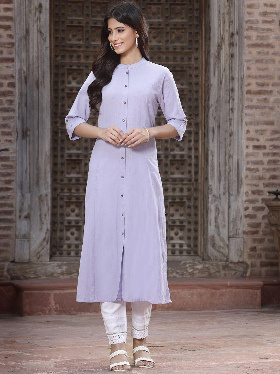 juniper women lavender solid kurta