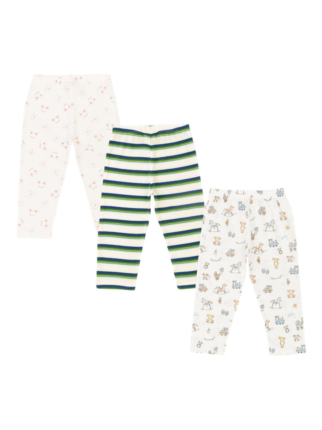 juscubs infant boys pack of 3 printed cotton mid-rise lounge pants