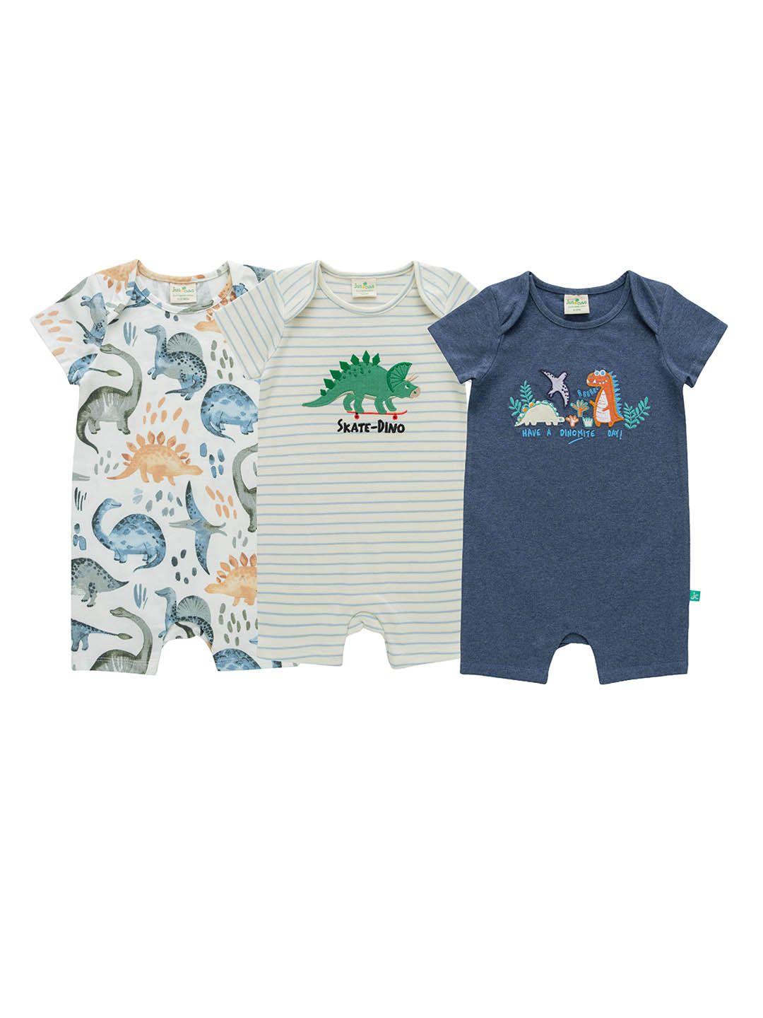 juscubs infant boys pack of 3 printed cotton rompers