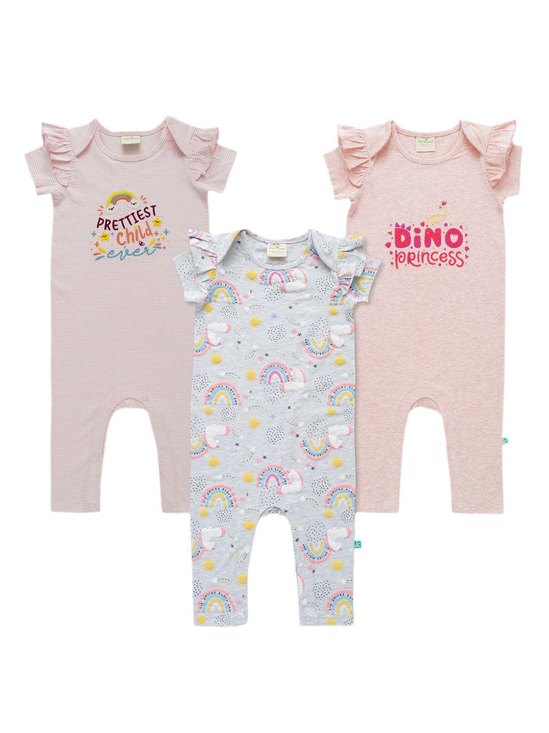 juscubs infant girls pack of 3 printed cotton rompers
