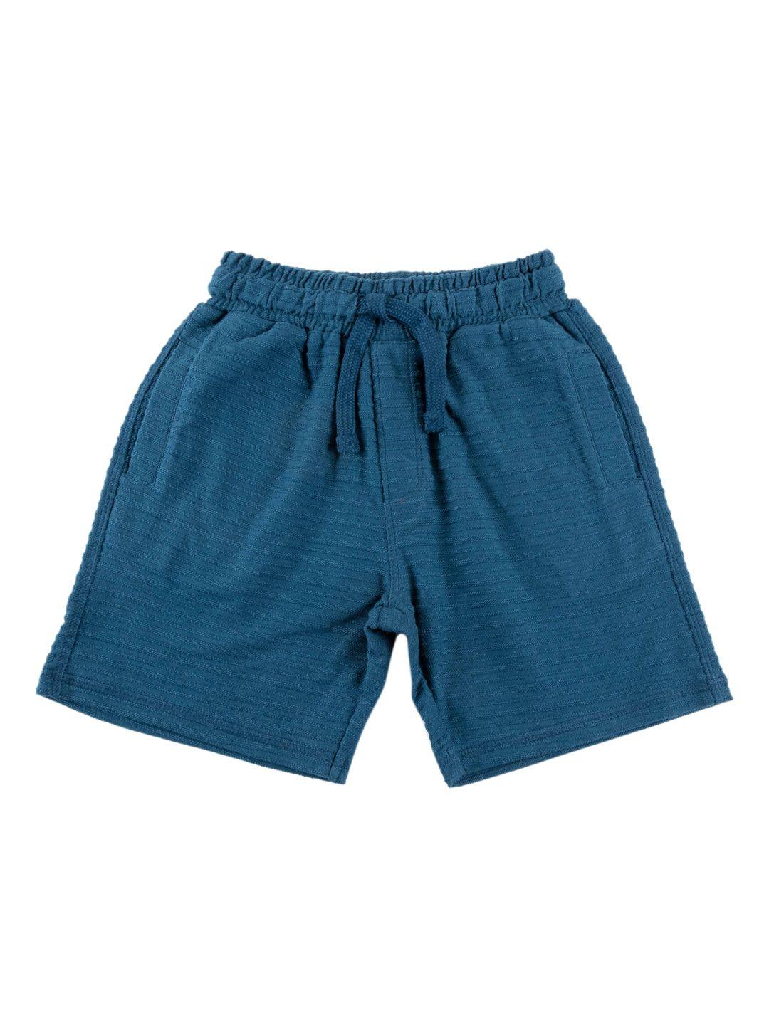 juscubs boys blue solid pure cotton high-rise shorts