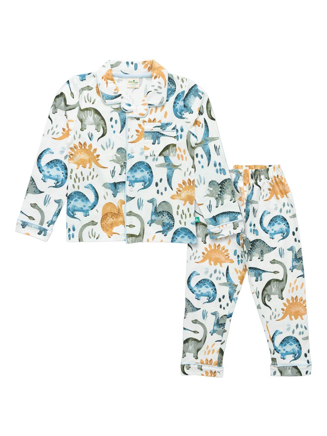 juscubs boys conversational printed pure cotton shirt with pyjama