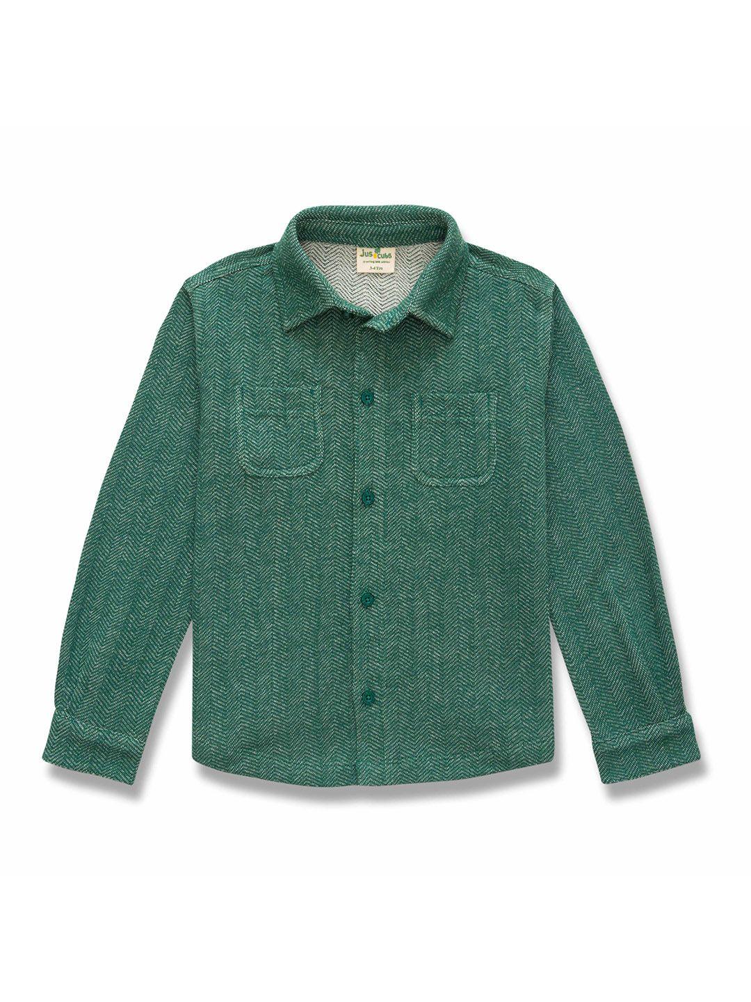 juscubs boys green premium casual shirt