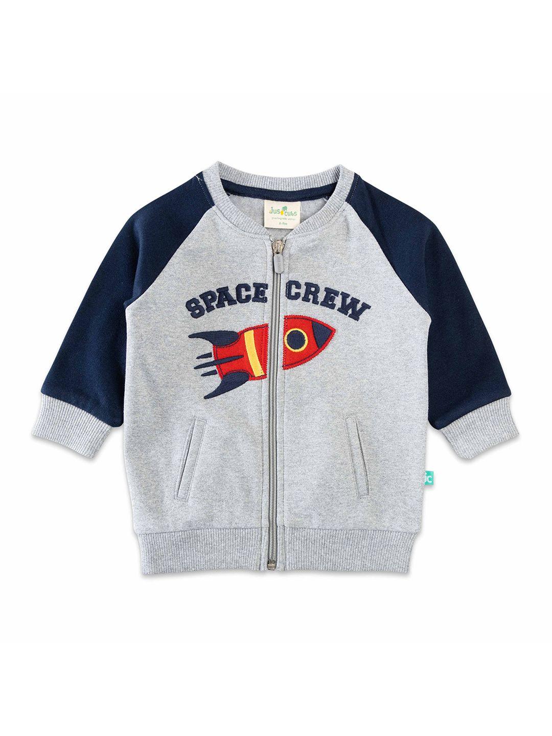 juscubs boys grey cotton colourblocked sweatshirt