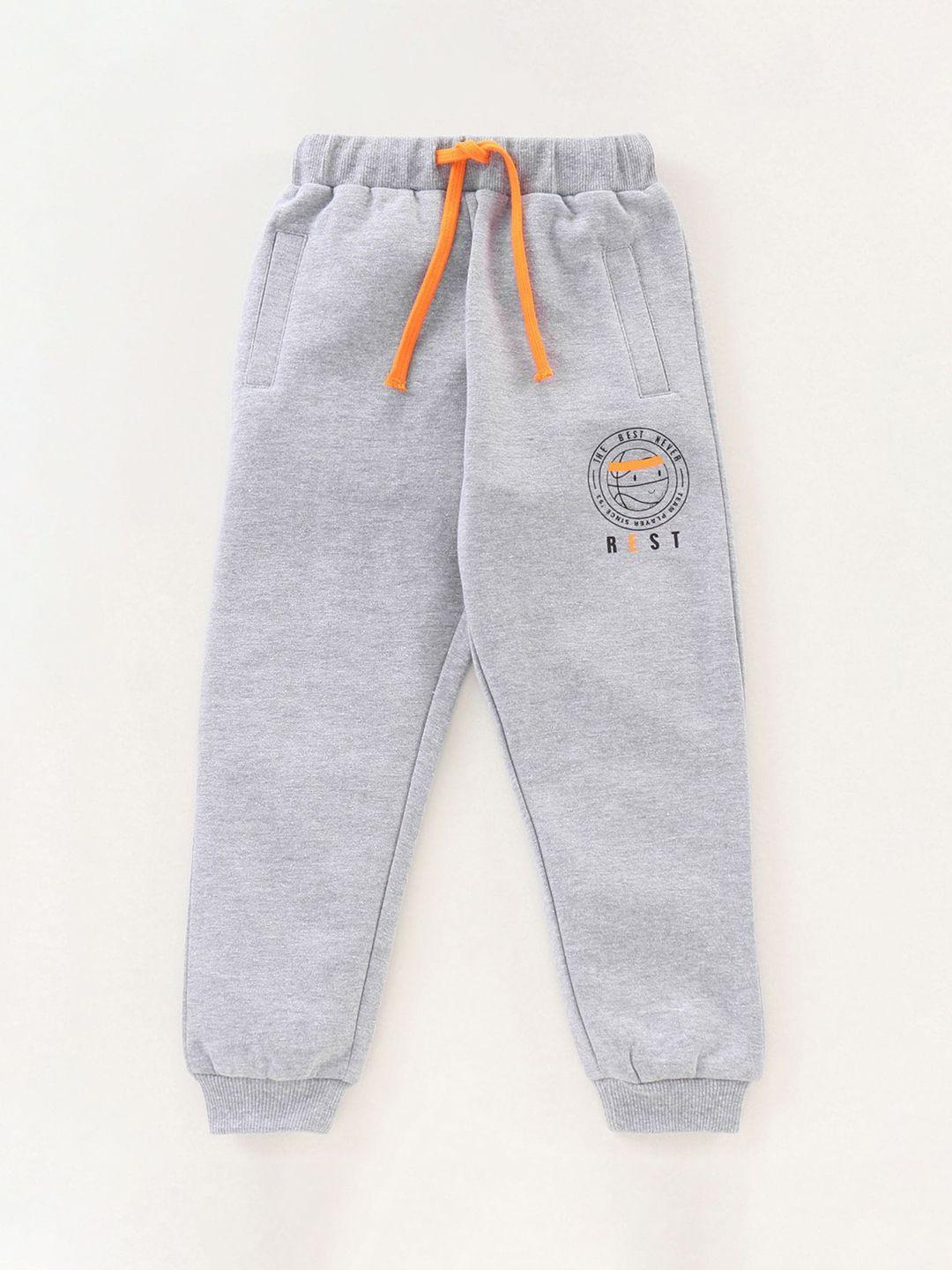 juscubs boys grey solid relaxed-fit cotton joggers