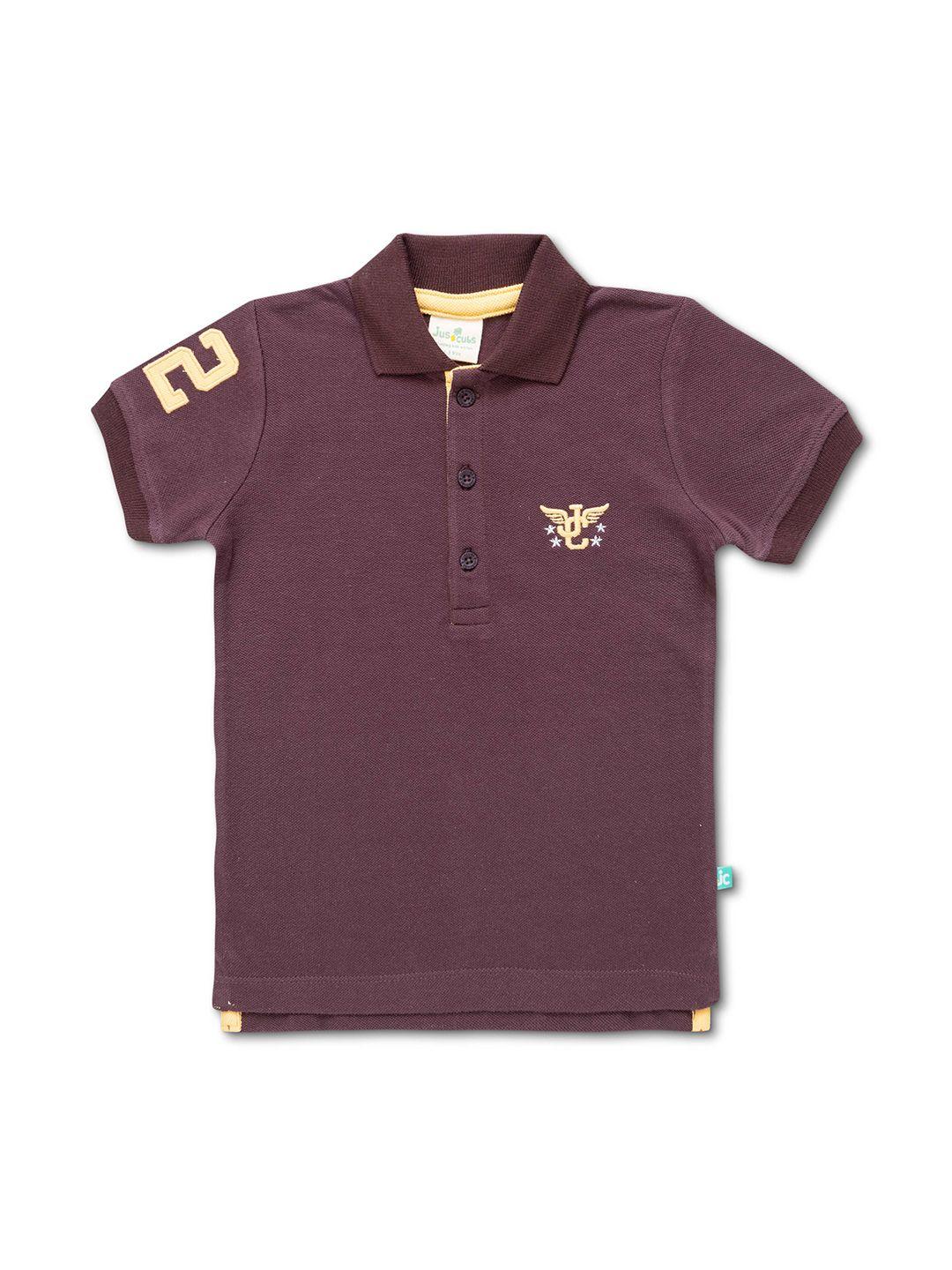 juscubs boys maroon sports polo collar t-shirt