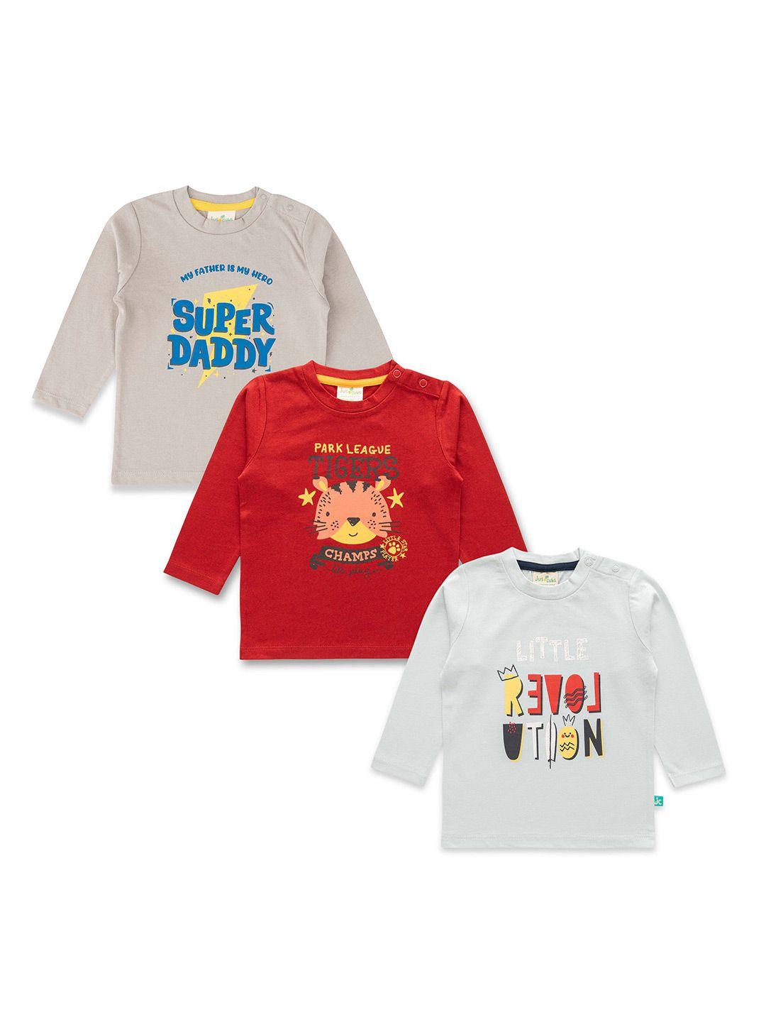 juscubs boys multicoloured 3 printed v-neck applique t-shirt