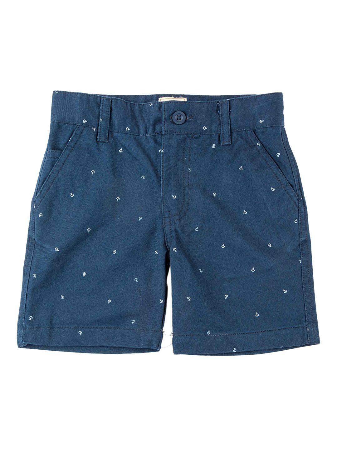 juscubs boys navy blue cotton printed outdoor shorts