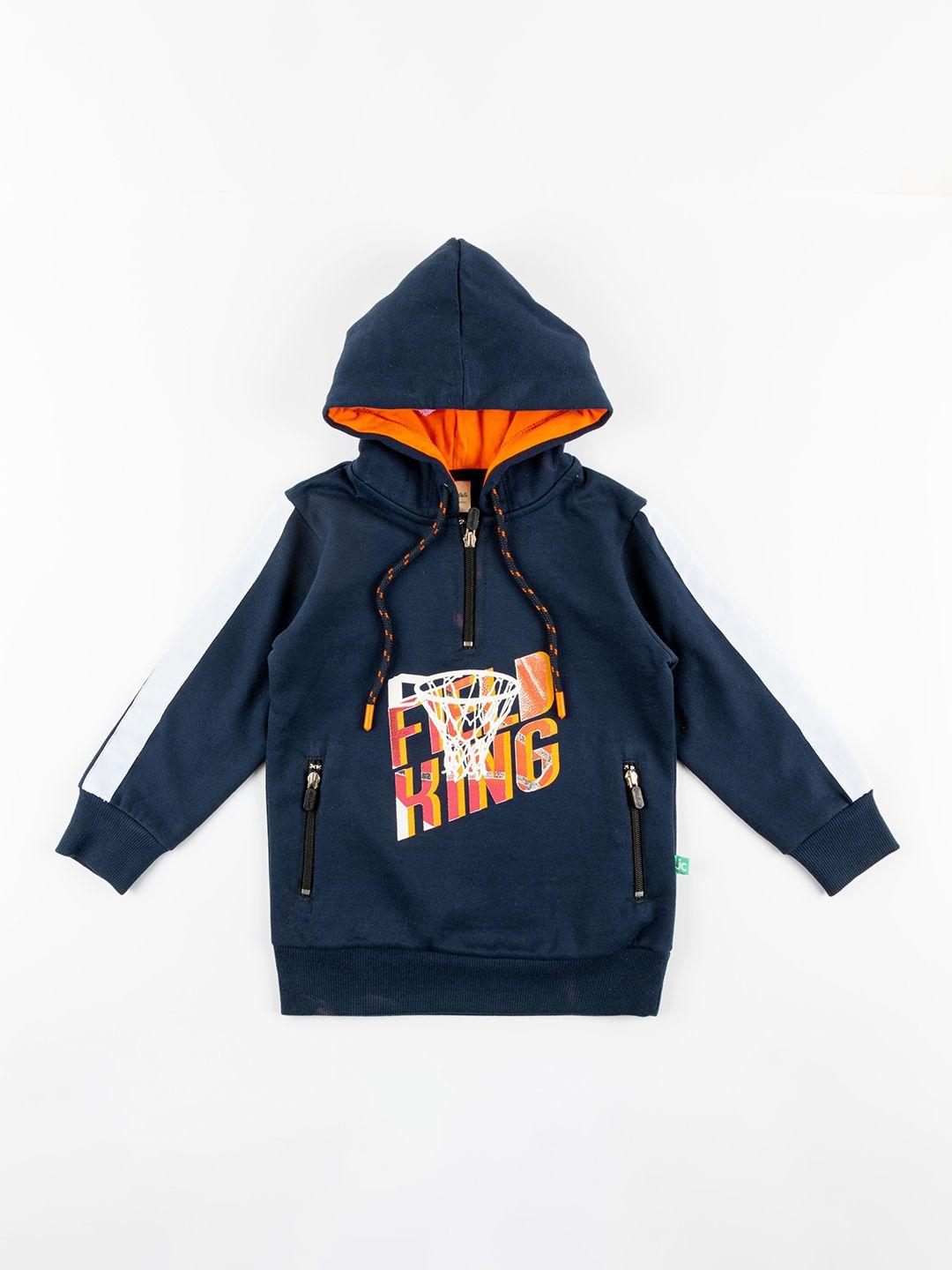 juscubs boys navy blue printed sweatshirt