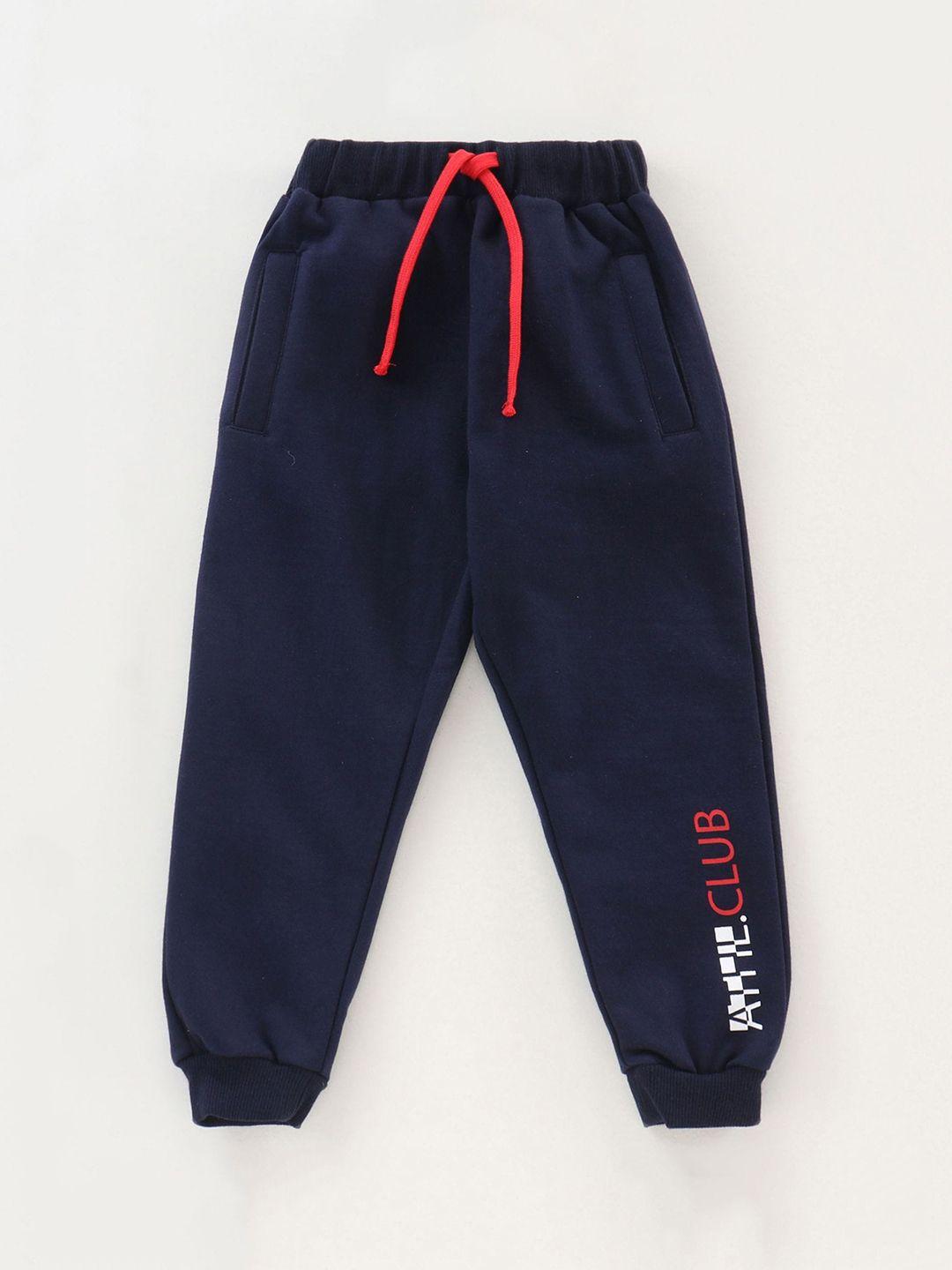 juscubs boys navy blue solid cotton jogger track pants