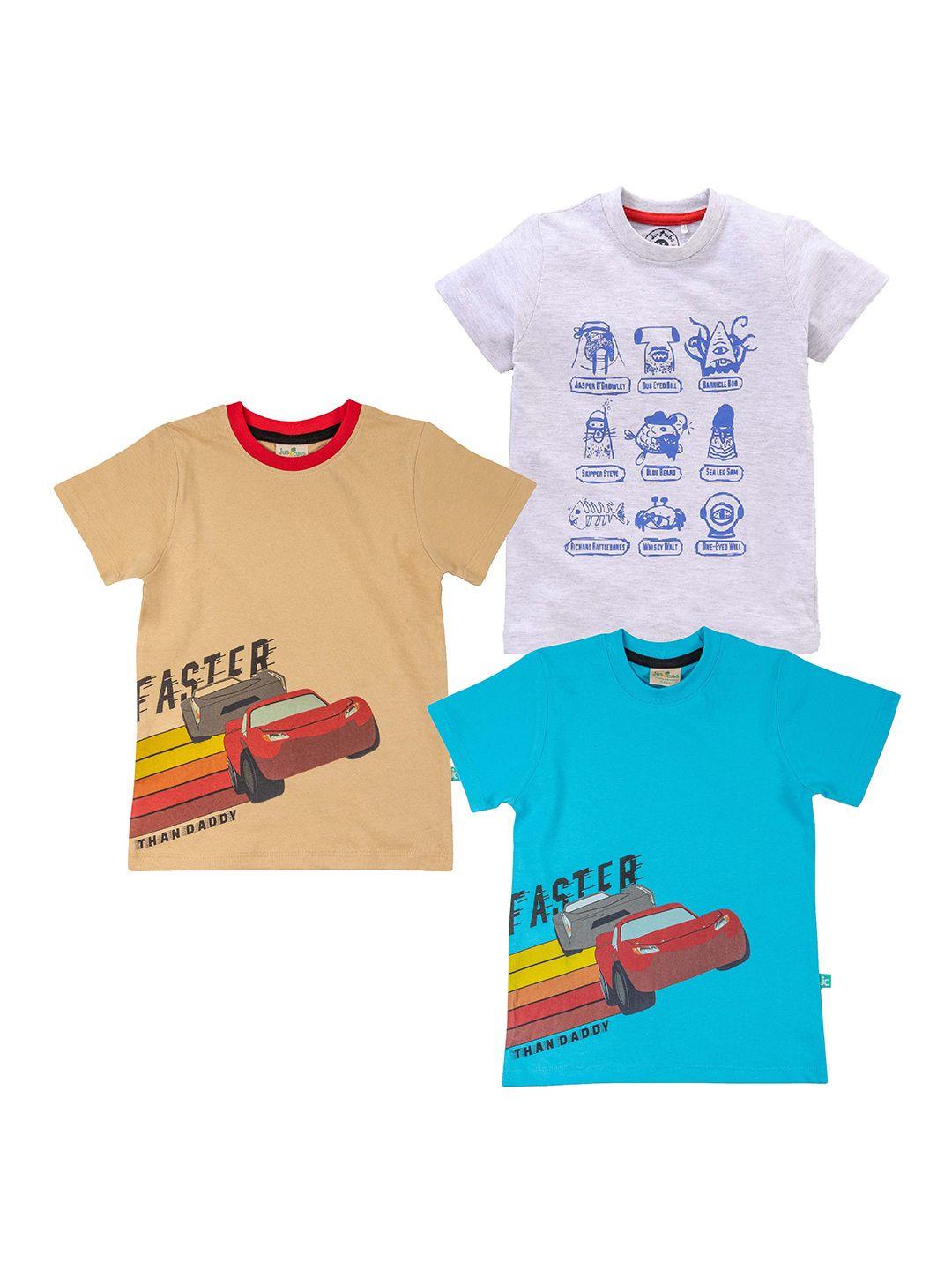 juscubs boys pack of 3 graphic printed t-shirt