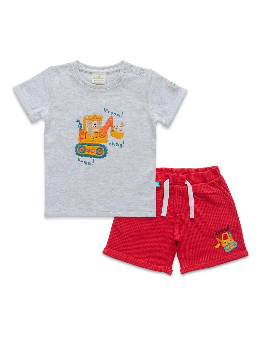 juscubs boys printed pure cotton t-shirt with shorts