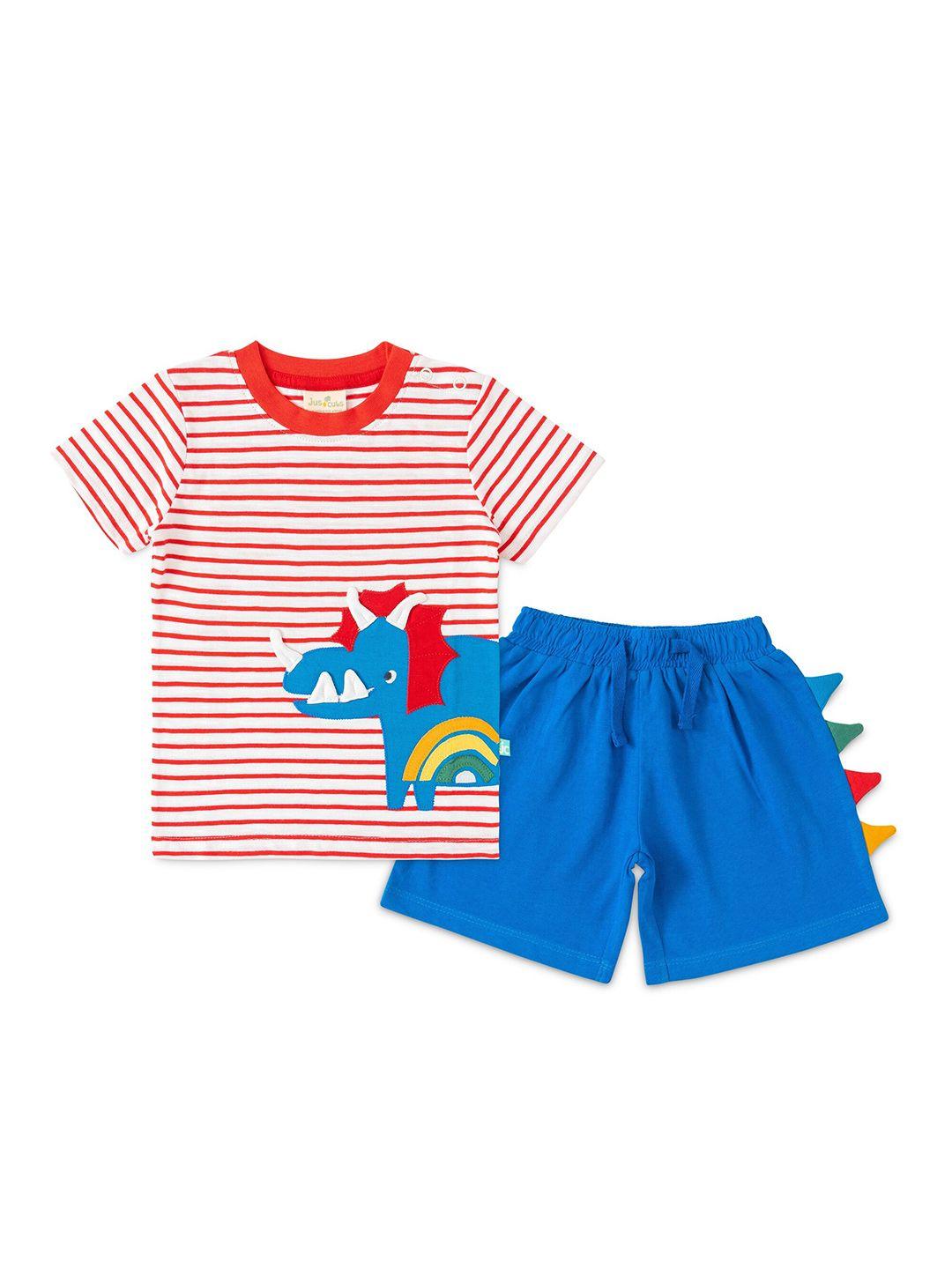 juscubs boys striped pure cotton t-shirt with shorts
