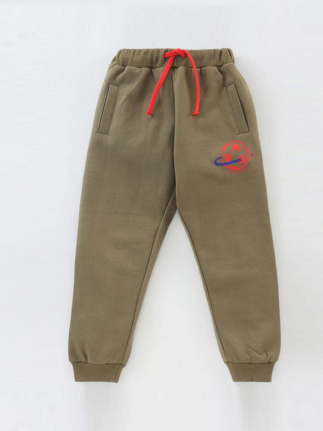 juscubs infant boys olive green solid relaxed-fit track pants