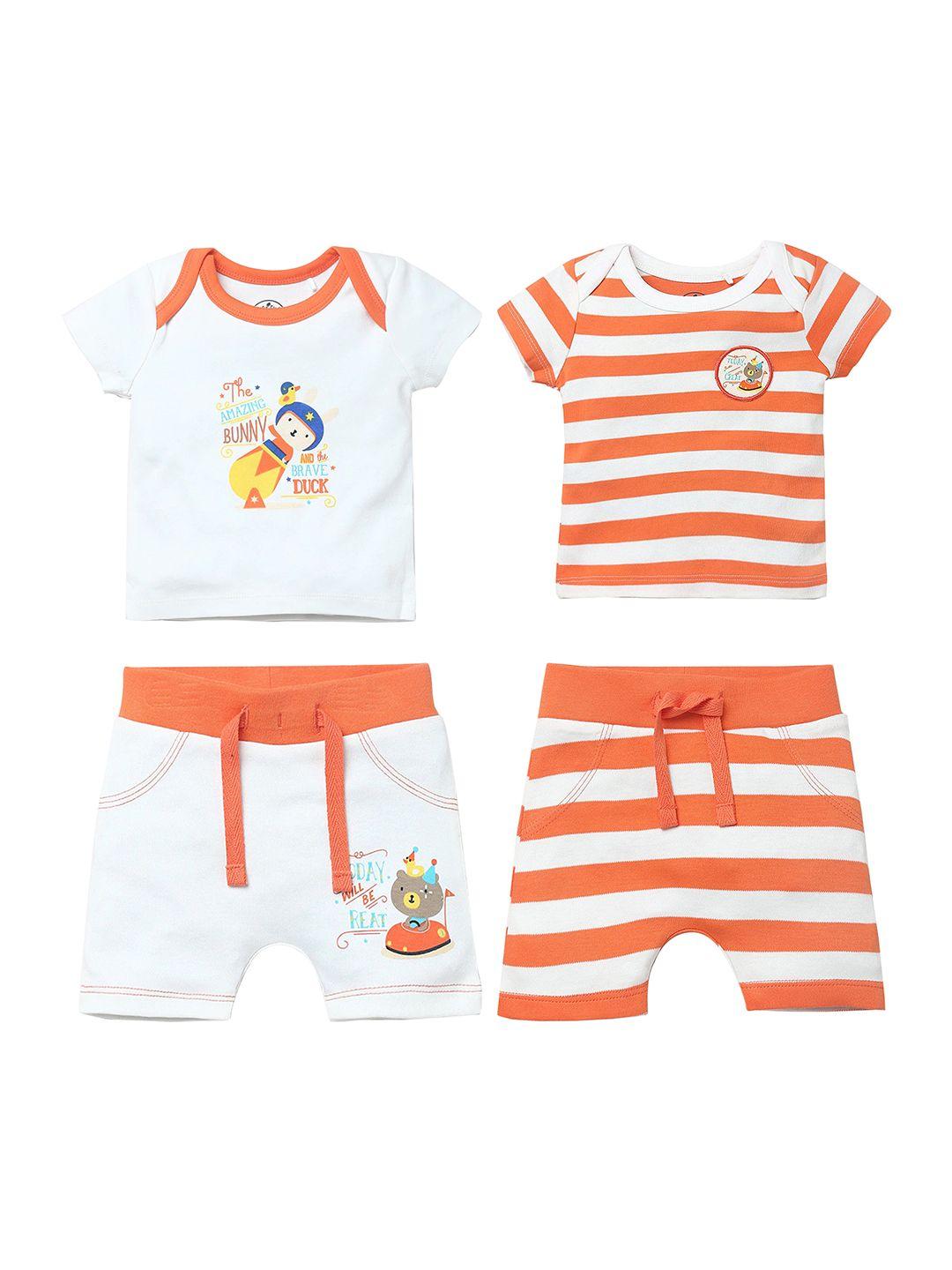 juscubs infant boys pack of 2 printed pure cotton t-shirt with shorts