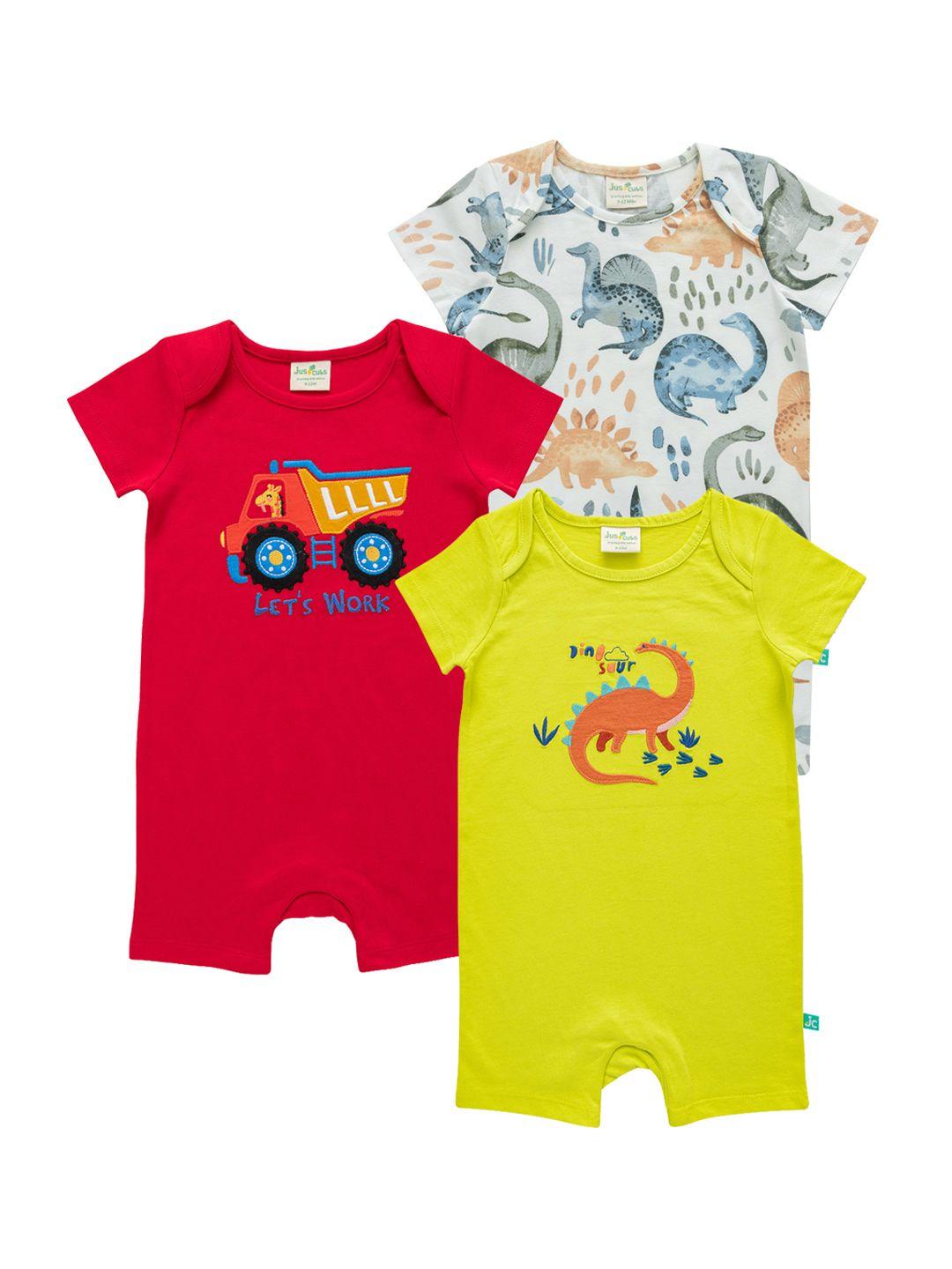 juscubs infant boys pack of 3 cotton rompers