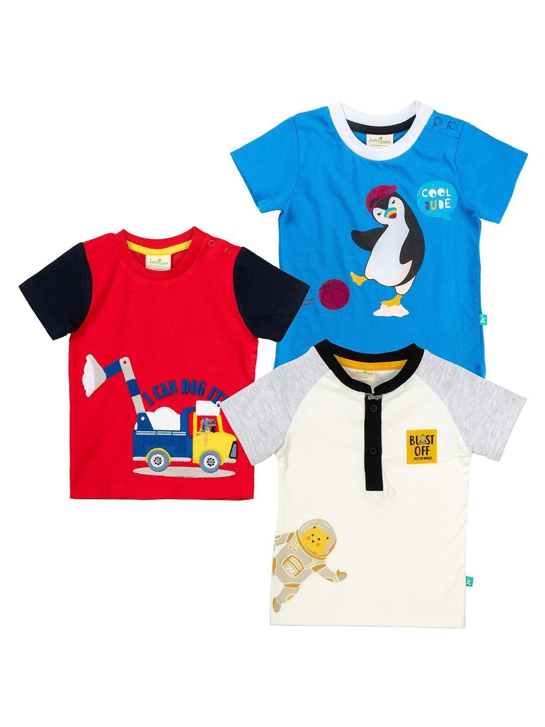 juscubs infant boys pack of 3 printed cotton t-shirts