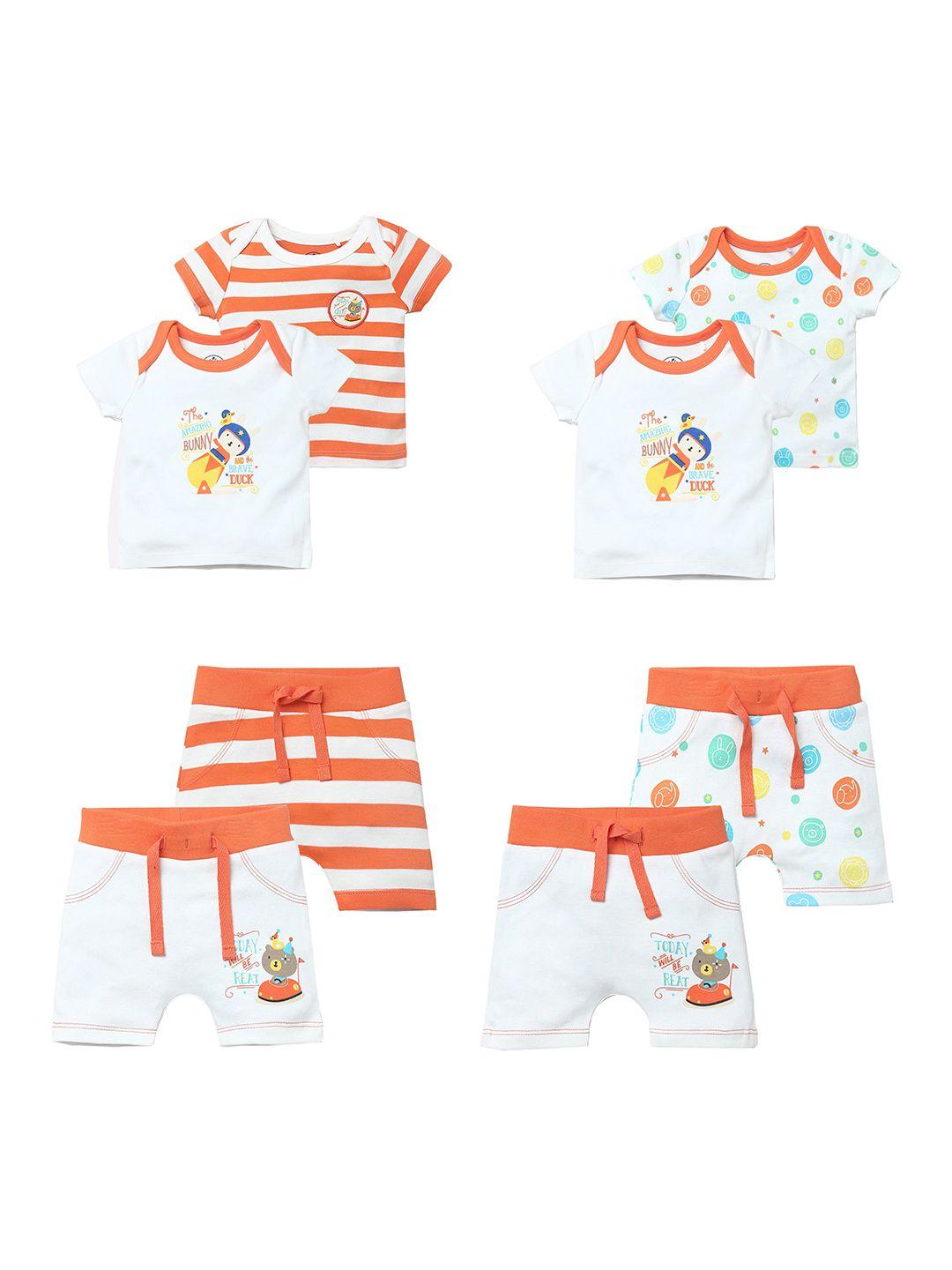 juscubs infant boys pack of 4 printed pure cotton top with shorts
