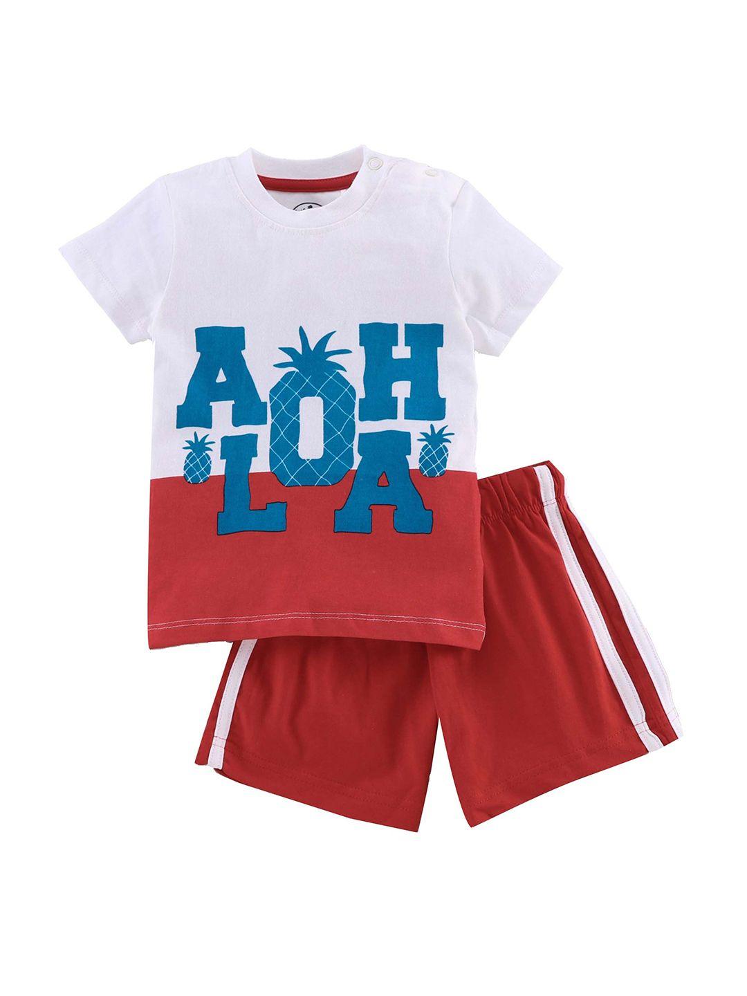 juscubs infant boys printed pure cotton round neck t-shirt with shorts clothing set
