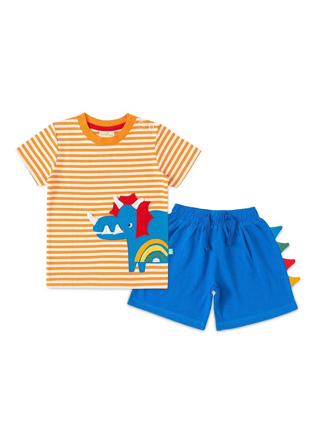 juscubs infant boys striped pure cotton t-shirt with shorts