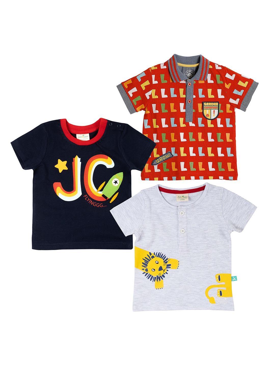 juscubs infants boys pack of 3 printed cotton t-shirts