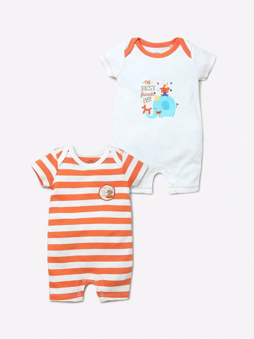juscubs infants pack of 2 printed cotton rompers