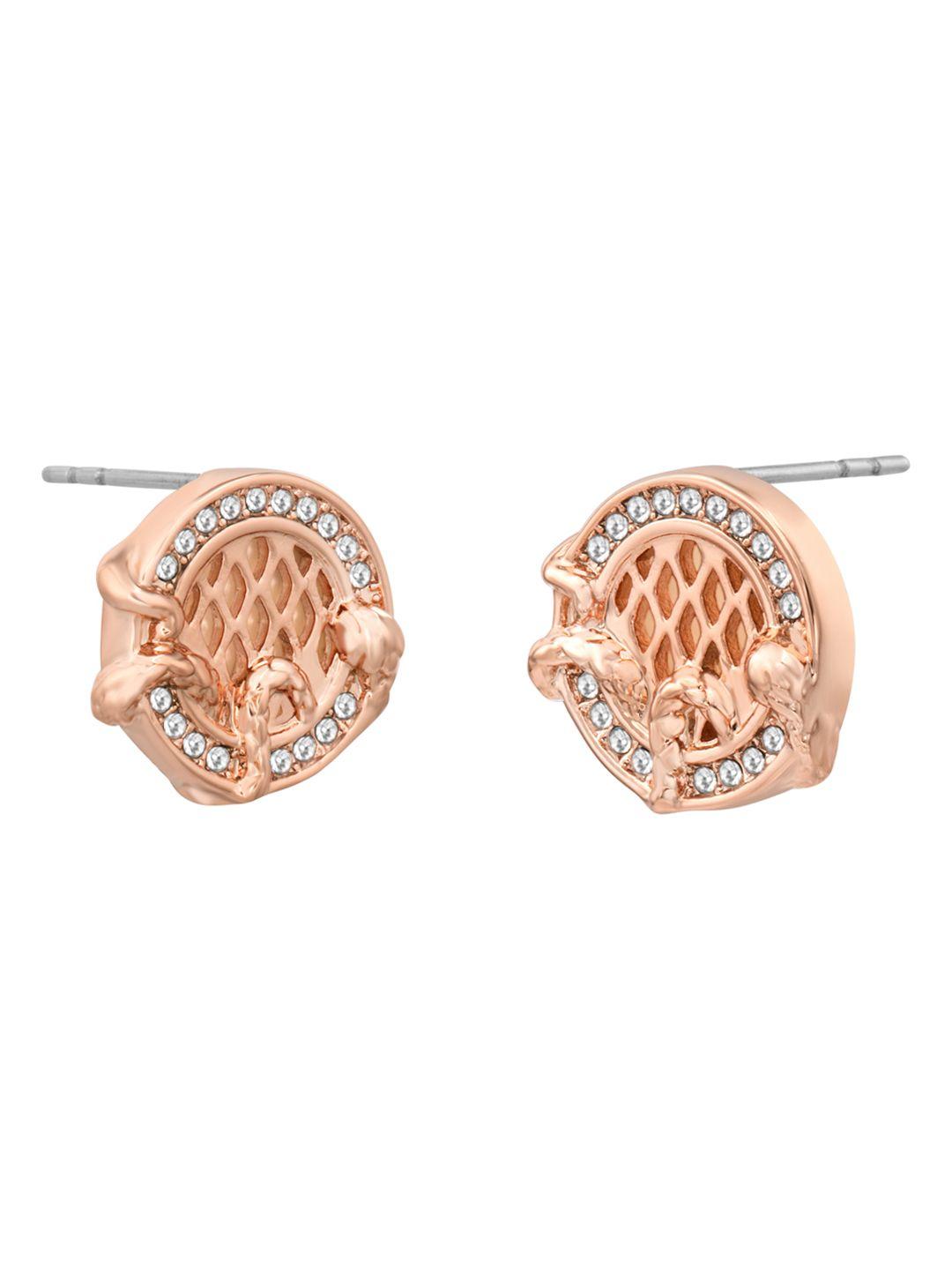 just cavalli rose gold-plated contemporary studs earrings