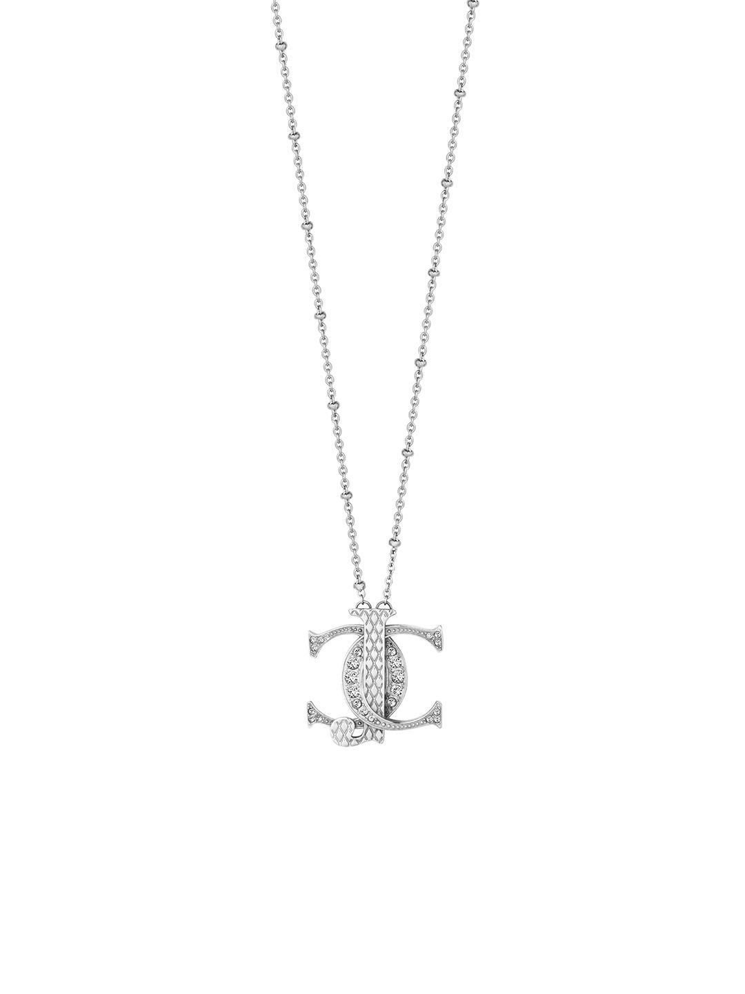 just cavalli silver-plated stone studded chain