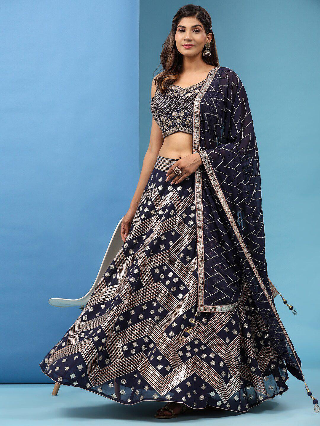 just fashion embellished sequinned ready to wear lehenga & blouse with dupatta