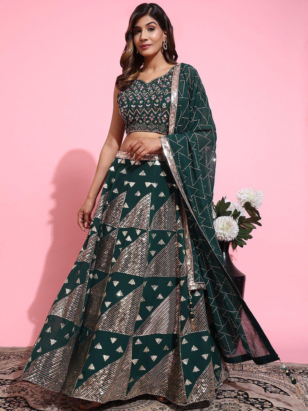 just fashion embellished sequinned ready to wear lehenga & blouse with dupatta