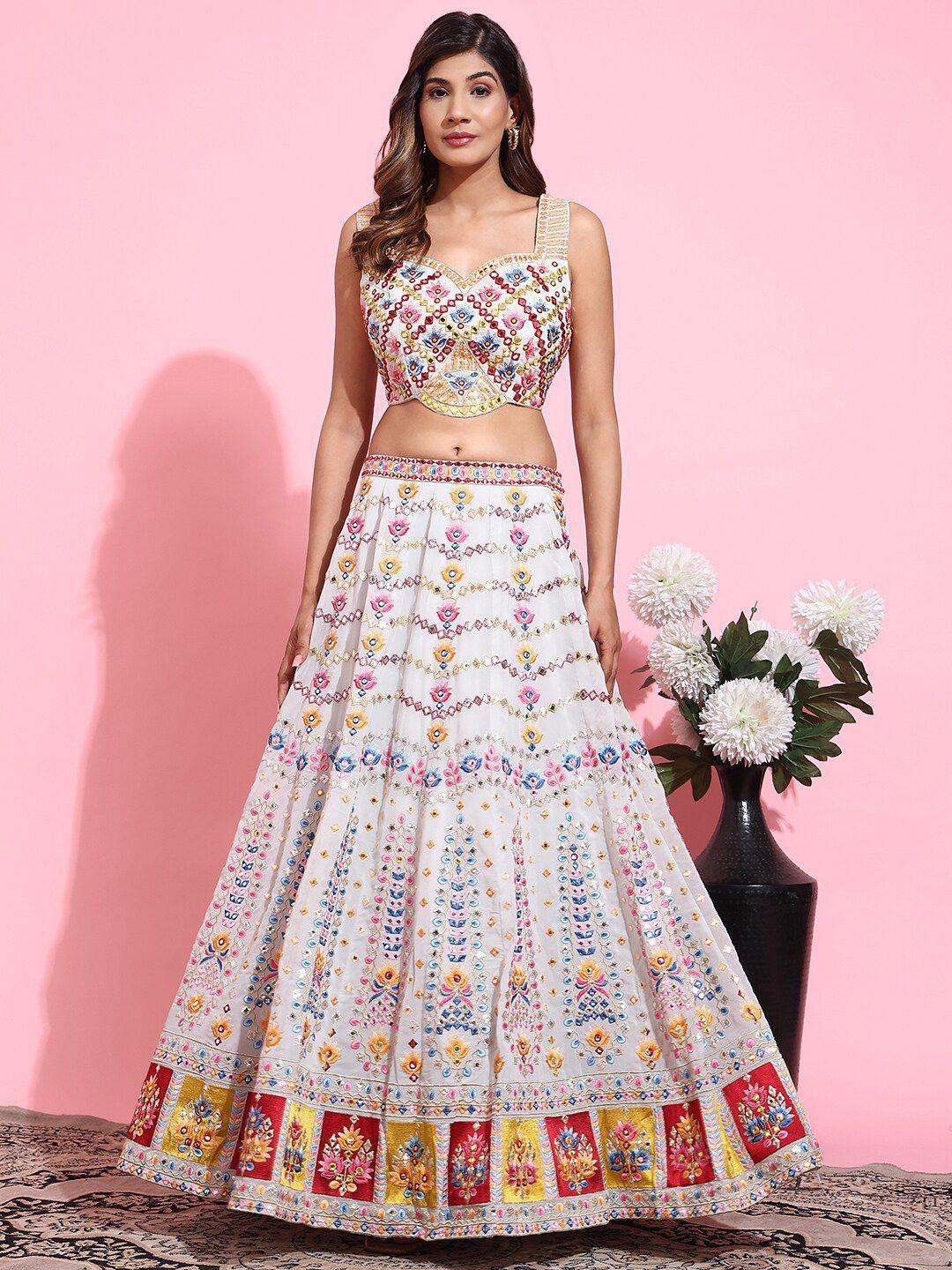 just fashion embroidered mirror work ready to wear lehenga & blouse with dupatta