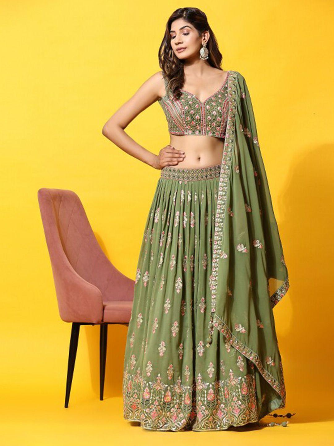 just fashion embroidered thread work ready to wear lehenga & blouse with dupatta