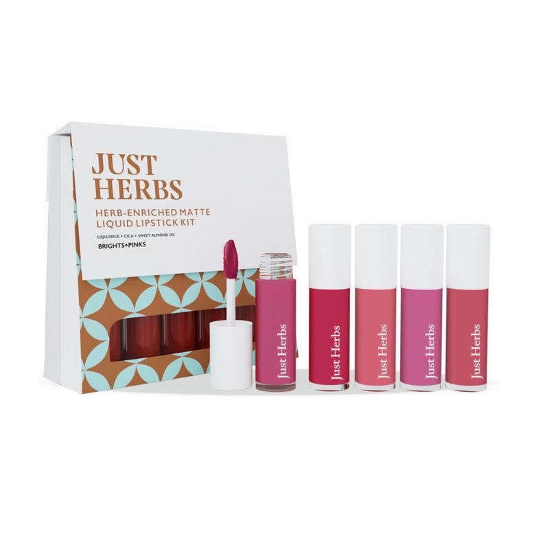 just herbs matte liquid lipstick brights & pinks - set of 5