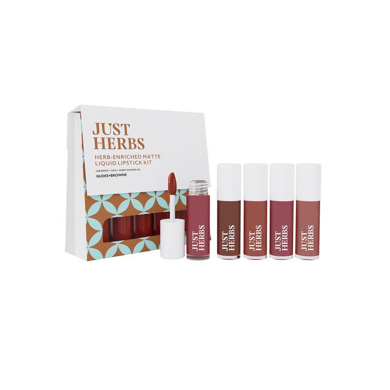 just herbs matte liquid lipstick nudes & browns - set of 5