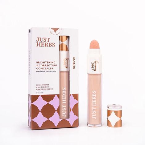just herbs spot brightening and correcting full coverage face make up concealer, sand - 6ml