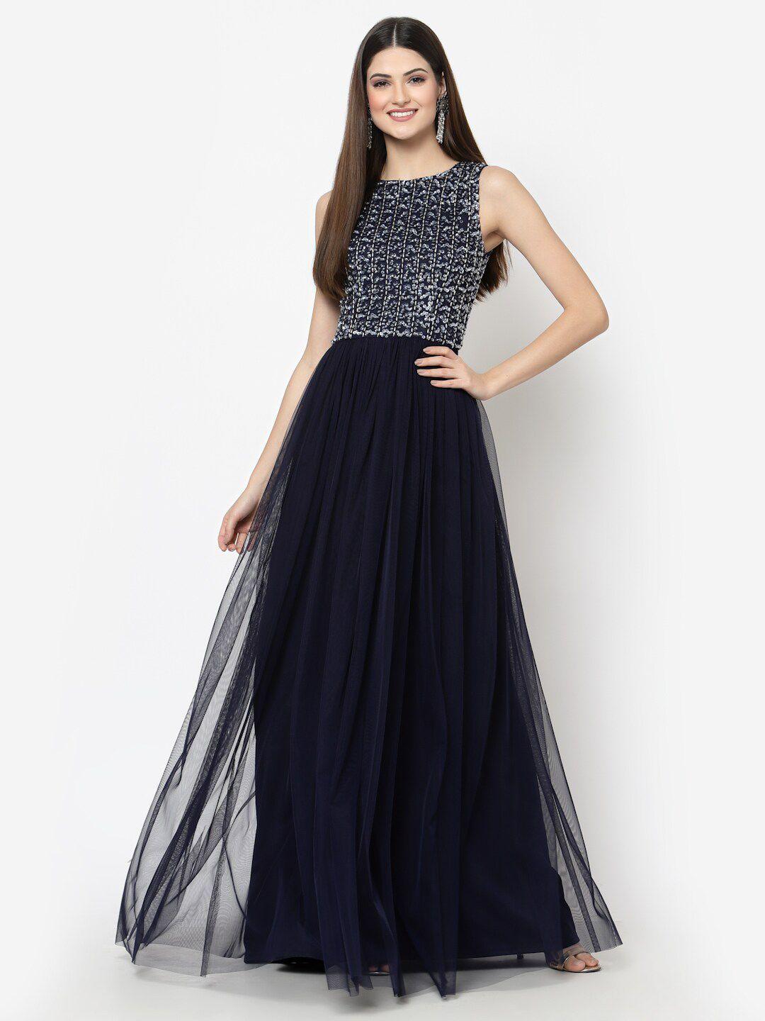 just wow embellished net maxi dress
