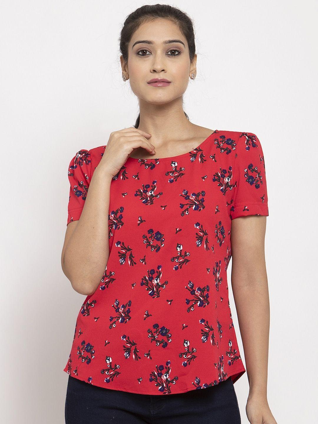 just wow red floral regular top