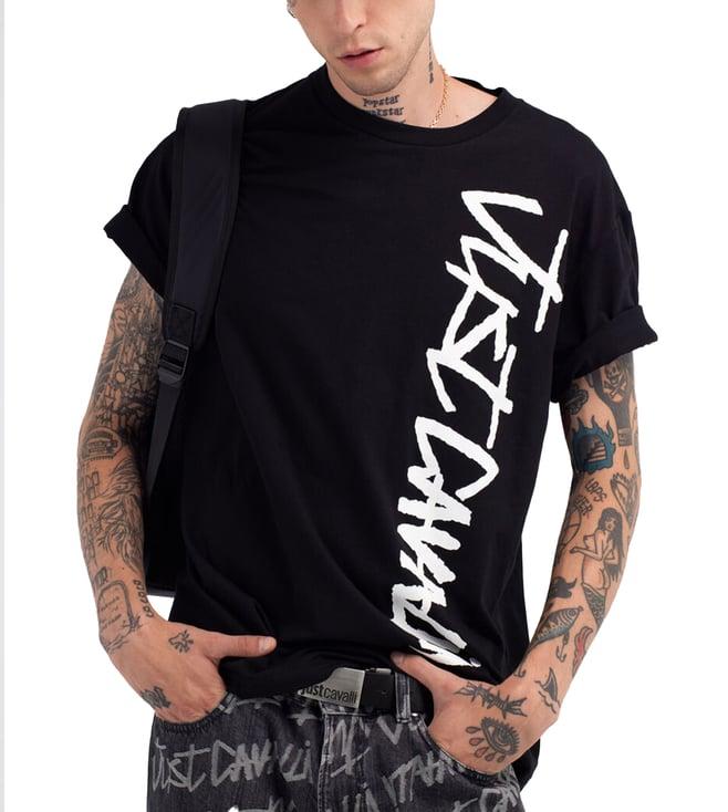 just cavalli black fashion logo regular fit t-shirt