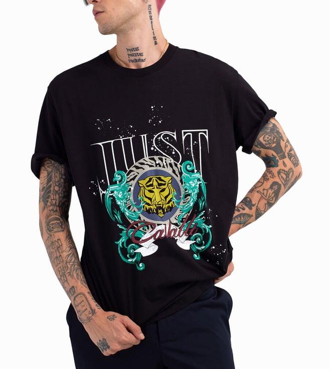 just cavalli black fashion logo regular fit t-shirt