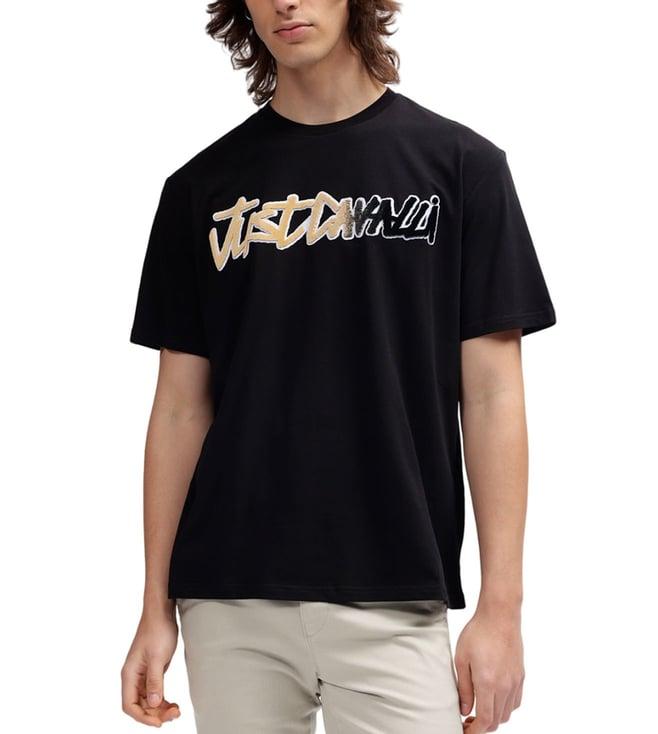 just cavalli black fashion logo regular fit t-shirt