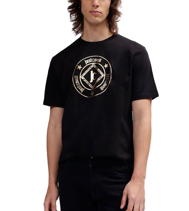 just cavalli black fashion logo regular fit t-shirt