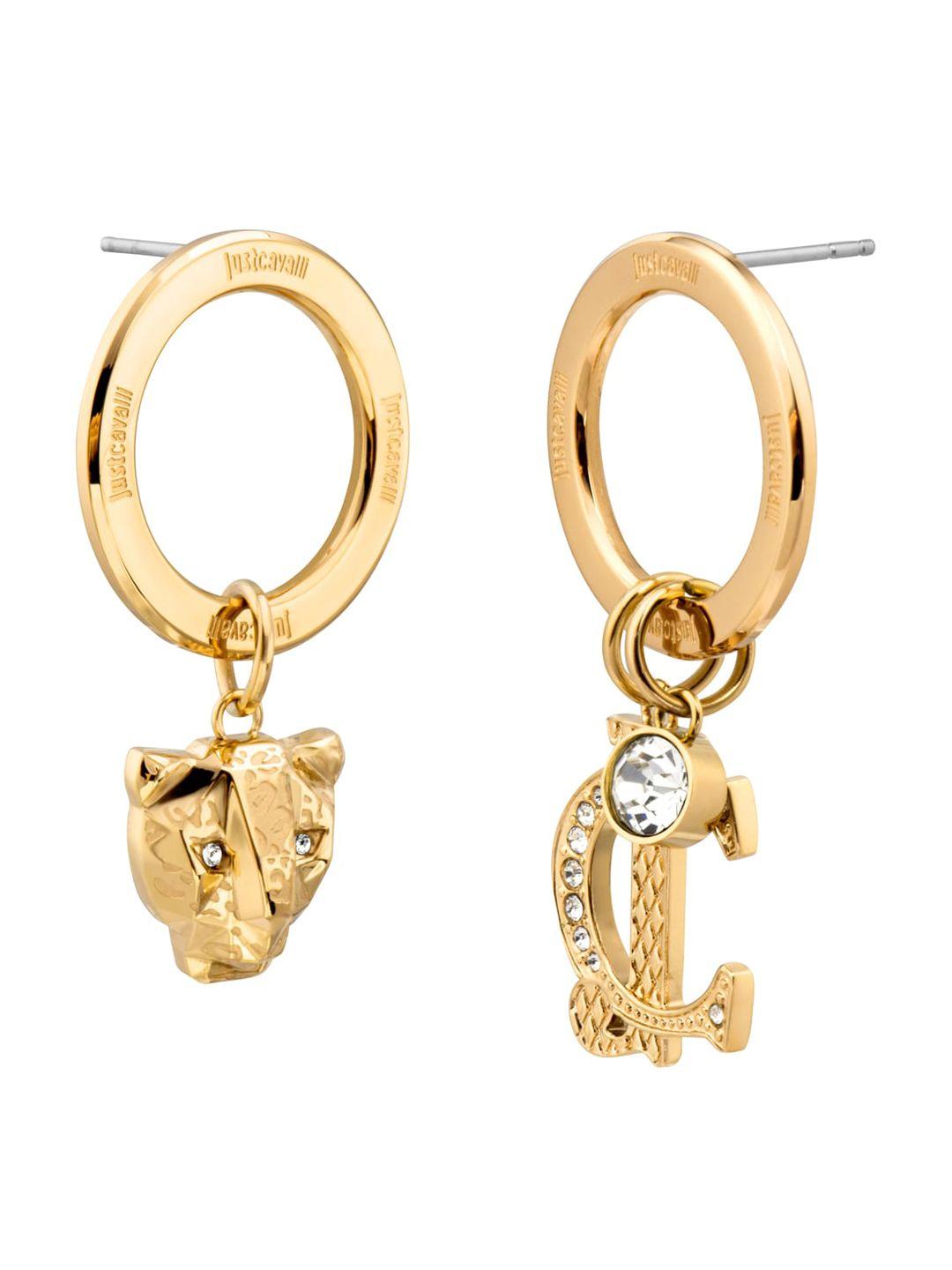just cavalli gold-plated contemporary drop earrings