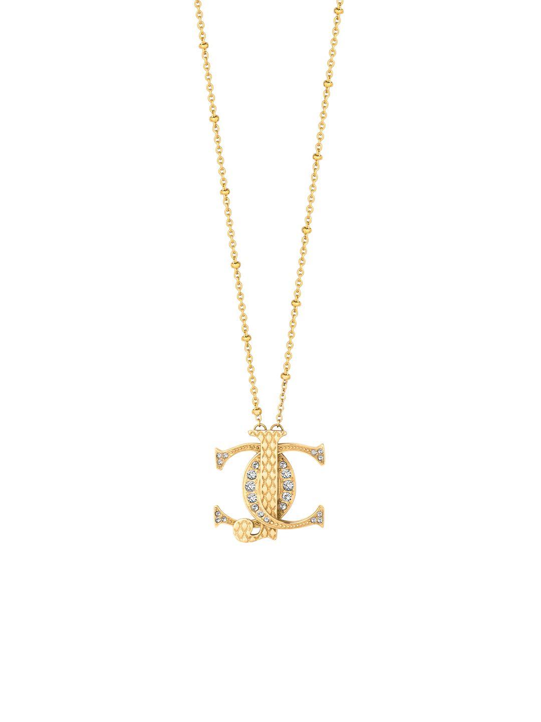 just cavalli gold-plated stone studded chain
