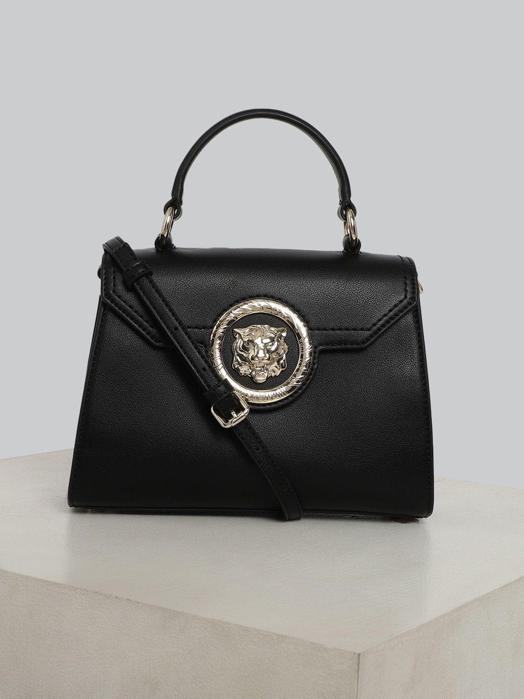 just cavalli leather structured satchel