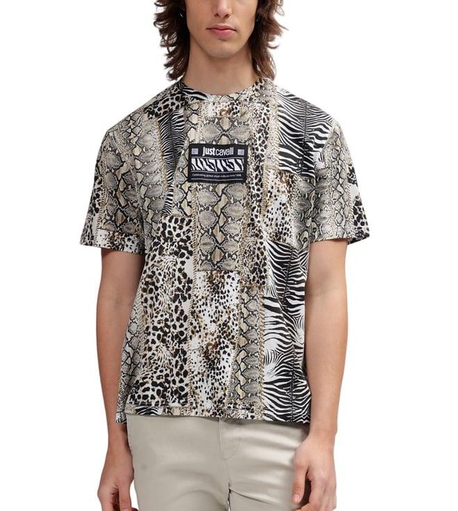 just cavalli multi fashion animal print regular fit t-shirt