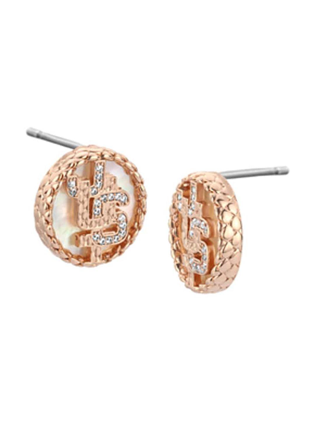 just cavalli rose gold plated circular studs earrings